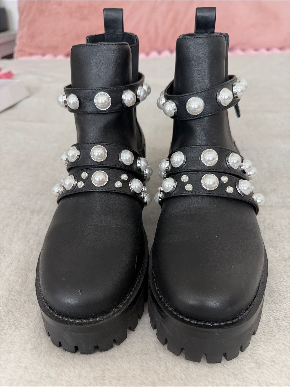 BP Chunky Pearl-Embellished Boots